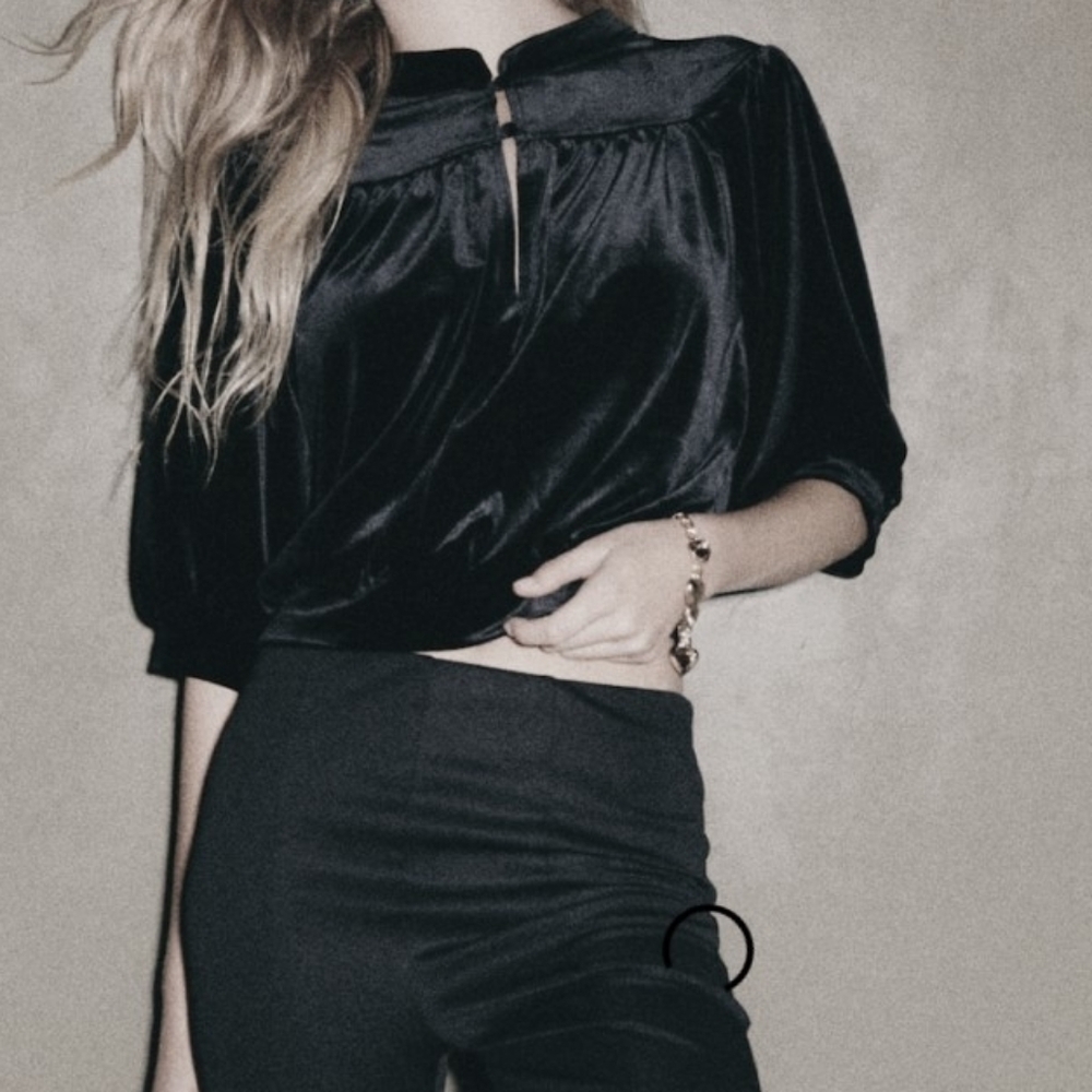 H&M Velvet Puff Sleeves Top
